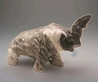 Vintage Small Natural Stone Onyx   Marble Carved Elephant Figurine Black   Gray