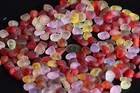 Center Drilled Sea Beach Glass 50 Pcs Lot Red Yellow Pink Orange Jewelry Use