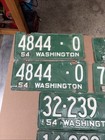 1954 Set Washington State License Plates Plate Lot