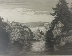 Vintage German Etching Schloss Wilhelmsh  he Kassel     C  Klingebeil Frame     1920s
