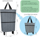 Grocery Cart With Wheels  Reusable Portable Collapsible Trolley Bags Hand Pullin
