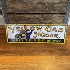 True Vintage Antique Yellow Cab Cigar 5 Cent Porcelain Steel Sign 18    Tobacciana