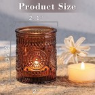 Darjen 36 Amber Glass Votive Candle Holders Bulk - Flameless Led Tea Light