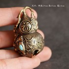 Brass Gourd Keychain Lucky Bell Pendant Car Bag Charm Gift
