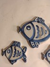Vtg M A Hadley Pottery - 4 Pc Set Blue Fish Plaques 1-6 5   3-3 5  4 Fish Total