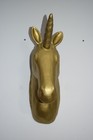 Emily   Meritt Pottery Barn Unicorn Bust Gold Wall Mount Paper Mache Decor