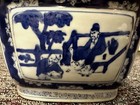 Vintage Chinese Blue And White Rectangular Cantonwear Porcelain Planter