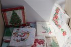 Vintage Lot Of Christmas Paper Napkins Cocktail Santa Holly Snowmen Tree