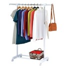 Heavy Clothes Hanger Adjustable Height Rolling Garment Rack Metal Chrome  2 Pack
