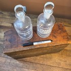 Pair 1920s Antique Chemistry Apothecary Glass Bottles Hydrochloric Acid Disodic