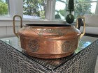 Antique Arts   Crafts Hammered Copper Bowl Brass Handles Secessionist Jardinier