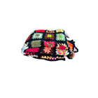Vtg Afghan Granny Square Colorful Blanket Oversized Throw 70x90 Inches