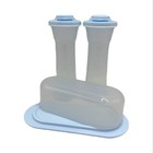 Tupperware Hourglass Salt And Pepper Shaker Butter Dish 1 Stick Arctic Blue Set