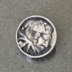 1937 Buffalo Nickel Carved Into  jester  Hobo Nickel With 24k Gold Balls On Hat