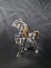 Mini Clear Glass Flying Horse Figurine Gold Detail Horse W  Wings Pegasus Figure