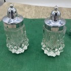 Vintage Sheridan Clear Salt And Pepper Shakers Diamond Cut Tiara Set 
