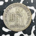 1929 Guatemala 10 Centavos Lot n2882 Silver 
