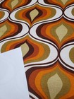 Awesome Rare Vintage Mid Century Retro 70s Org Olive Brn Drops Fabric  Look 