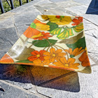 Vintage 1960s Mcm Fiberglass Floral Serving Tray 12  X 7 5  Funky Retro Bright