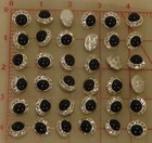 12 Vintage Czech Metal Rhinestone Buttons Silver Black Glass Stone 5 8  16mm 140