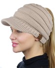 New  Cc Beanie Tail Warm Knit Messy High Bun Visor Cc Ponytail Beanie Cap