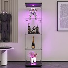 Glass Display Cabinet With Light 4 Shelves Curio Cabinet For Living Room Bedroom