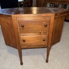 Vintage Martha Washington Style Sewing Cabinet Wood 2 Drawer 26 x13 x24 