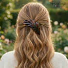 Parcelona French Leaf Barrette 4 5  Tortoise Shell Cellulose Acetate Hair Clip