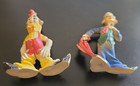 2 Vintage Hard Plastic Clowns - Clown Cake Topper 2 5 Inch 1970 s
