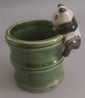 Vintage Baby Panda Climbing Over The Pot Planter
