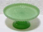 Jadeite Cake Stand Plate Milk Glass Swirl Shell Pattern Ruffled Edge 10 5  Vtg 