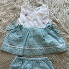 Vintage Mayfair Baby Blue Gingham Seersucker Dress Bloomers Butterflies 6-9 M