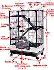 Indoor 4-levels Rolling Cage Rabbit Bunny Hutch Guinea Pig House Ferret Kitten