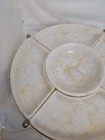 Vintage Mid Century Modern White Yellow Chip dip Veg Set Metal Metal Lazy Susan