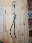 Vintage Sterling Silver Turquoise And Coral Bolo Tie Taxco