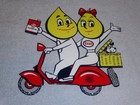 Vintage Esso Oil Drop Boy   Girl On Vespa Scooter W  Dog 12  Metal Gasoline Sign