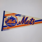 Vintage Original 1980s New York Mets Mlb Baseball Full Size Pennant Flag Banner