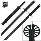 27  2pc Black Ninja Sword Set Tanto Full Tang Machete Tactical Katana W  Sheath