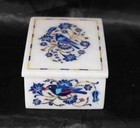 Marble Jewelry Box Handmade Fine Inlay Floral Semi Precious Stones Work