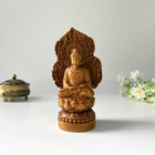 6  Wooden Sitting Gautama Buddha Statue Shakyamuni Meditating Buddha Spiritual