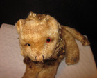 Vintage  mohair Laying Down Lion  Plush stuffed Animal Tagged Japan 50s 60s