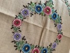 Vintage Royal Society Ebroidery Stitched Pillow Top Celesta Floss Floral Wreath