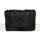 Tumi Alpha Black Leather Hanging Toiletry Bag Travel Kit Dopp Kit Organizer