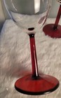 Vintage Ruby Red Stem Wine   Water Glasses - Set Of 4 - 7  Tall