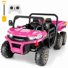 24v Battery Power Kids Ride On Car Electric Toys 2 Seat Dump Truck 6 Wheels Gift