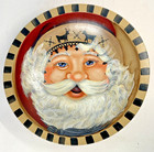 Primitive Hand Painted Santa Claus 8    Wood Bowl  Christmas Folk Decor 2010