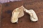 Vintage Miniature Doll Roller Skates Metal Metal Wheels Leather Canvas Boots  2 