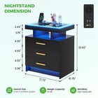 Night Stand With Charging Station  Led End Table With Motion Sensor   3 Drawers