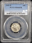 1945-d Mercury Silver Dime 10c Pcgs Ms66fb 83794698