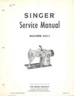 Singer 263-1 Service Manual Comb Bound Book